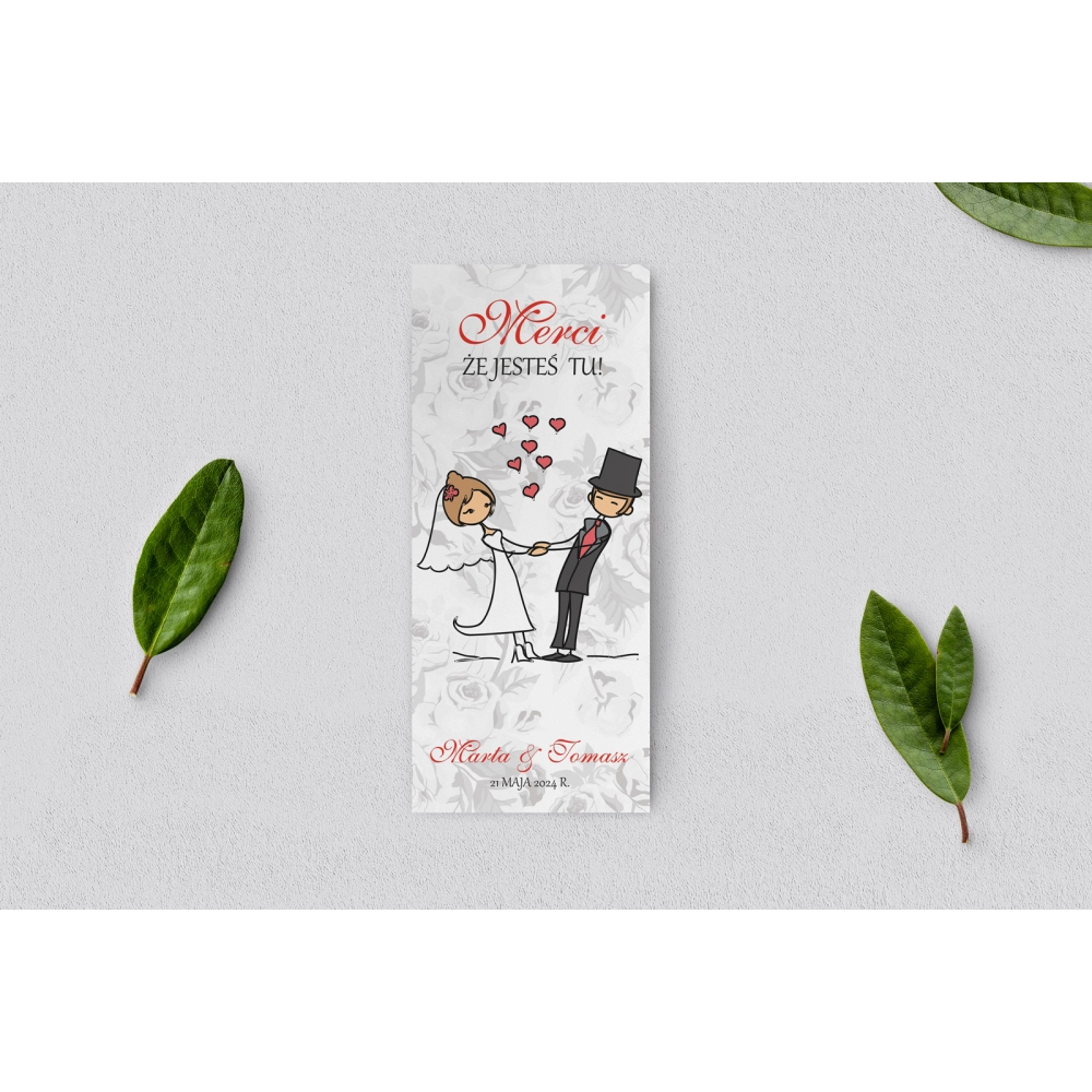 Podziękowanie Merci - Karteczka Zakochani Motyw 8