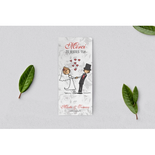 Podziękowanie Merci - Karteczka Zakochani Motyw 8