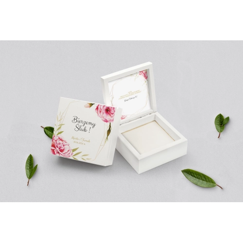 Pudełko na obrączki białe - Flowers & Frame Motyw 5