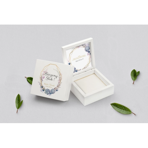 Pudełko na obrączki białe - Flowers & Frame Motyw 6