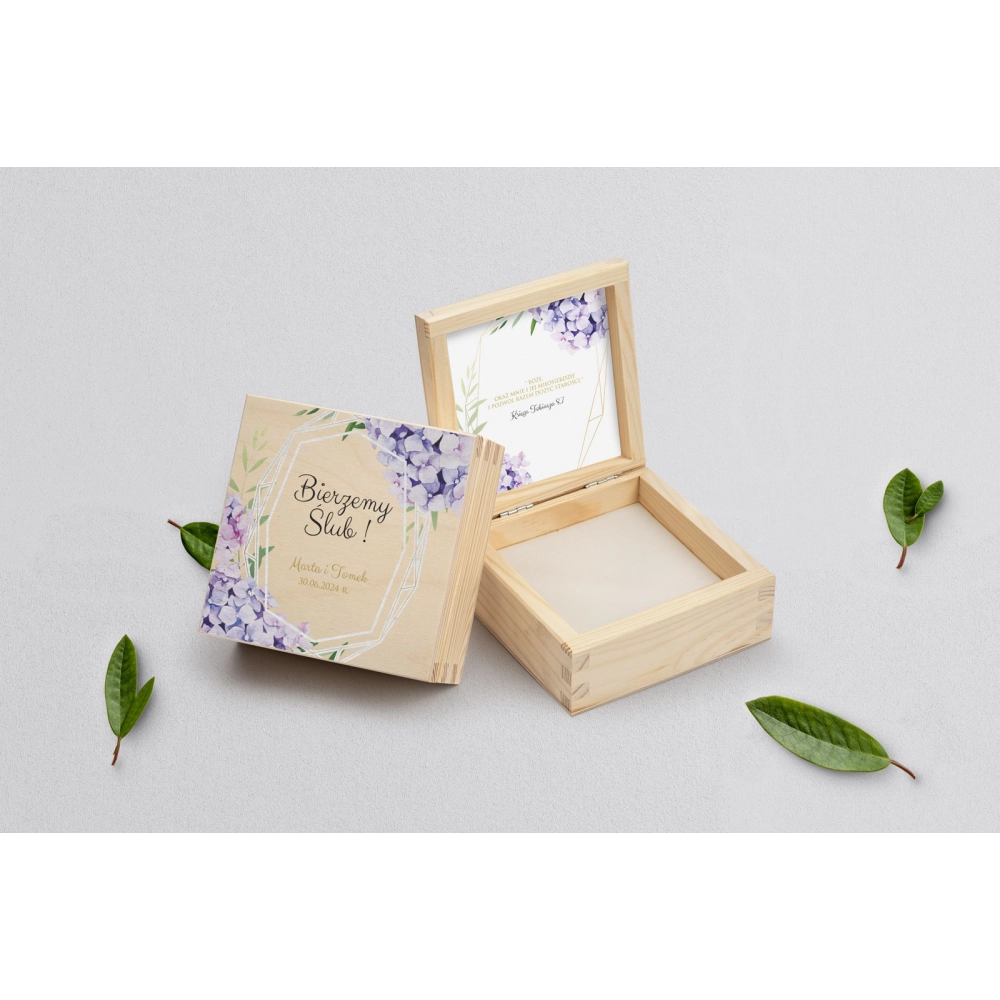 Pudełko na obrączki naturalne - Flowers & Frame Motyw 1