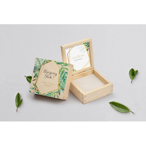 Pudełko na obrączki naturalne - Flowers & Frame Motyw 2