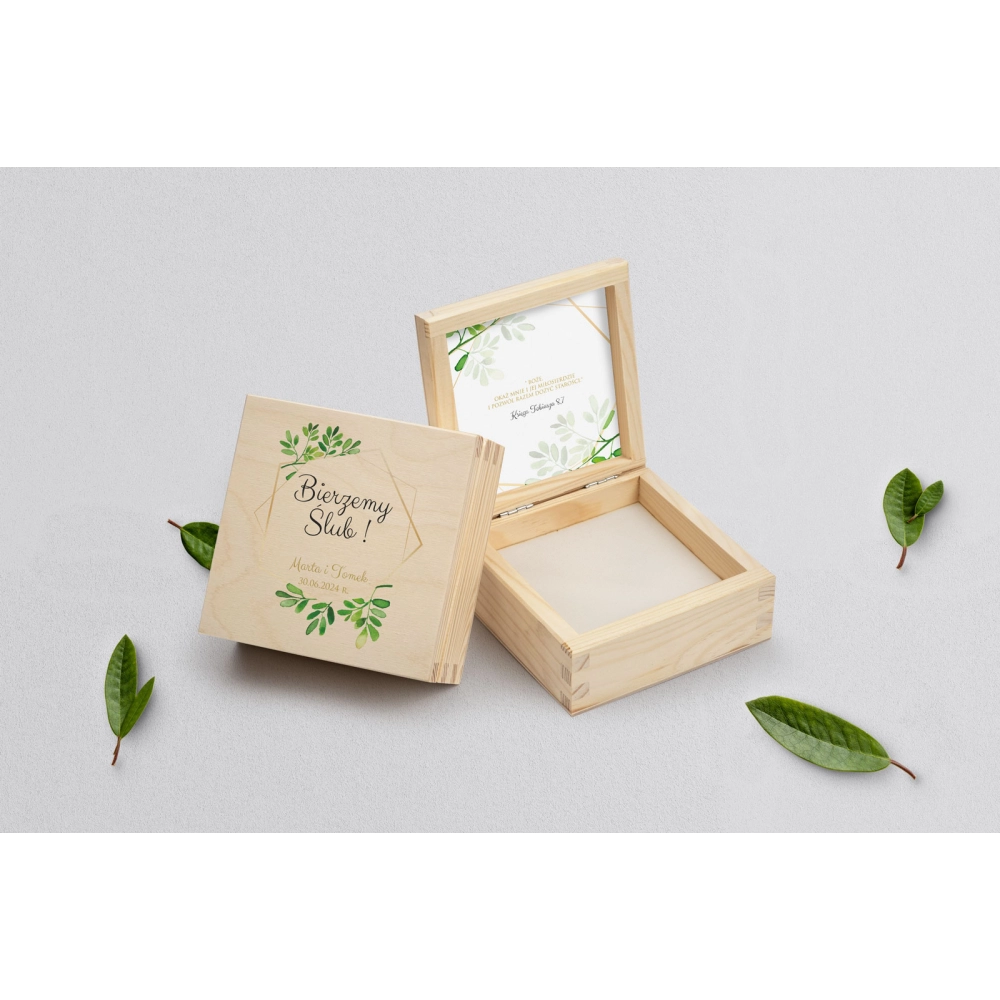 Pudełko na obrączki naturalne - Flowers & Frame Motyw 3