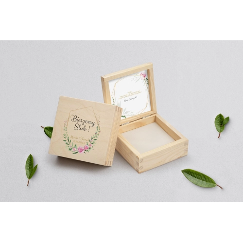 Pudełko na obrączki naturalne - Flowers & Frame Motyw 4