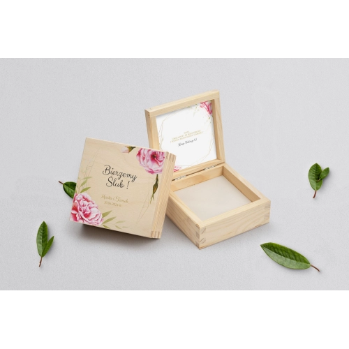 Pudełko na obrączki naturalne - Flowers & Frame Motyw 5