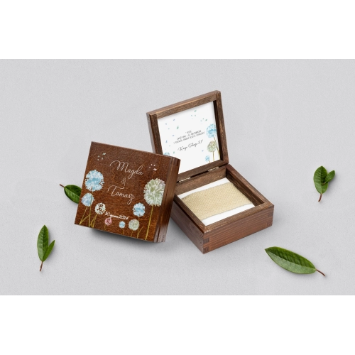 Pudełko na obrączki brązowe - Biały Czas - Motyw 4