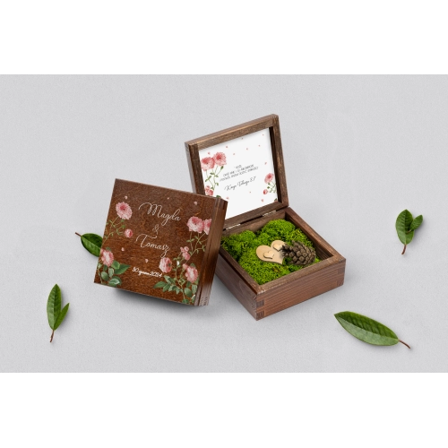 Pudełko na obrączki brązowe - Biały Czas - Motyw 5