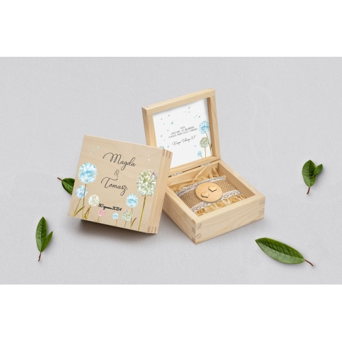 Pudełko na obrączki naturalne - Biały Czas - Motyw 4