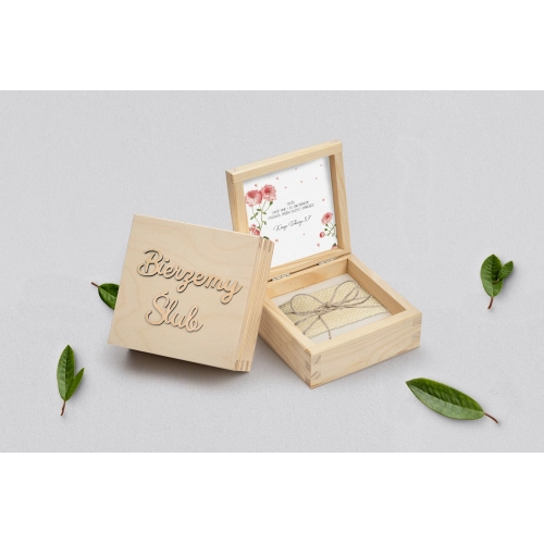 Pudełko na obrączki naturalne - Biały Czas - Motyw 5