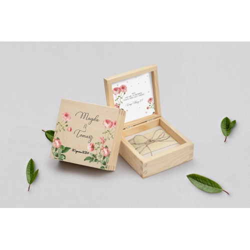 Pudełko na obrączki naturalne - Biały Czas - Motyw 5