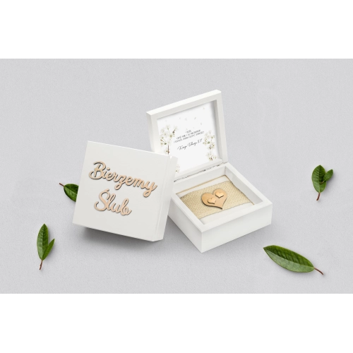 Pudełko na obrączki białe - Biały Czas - Motyw 1