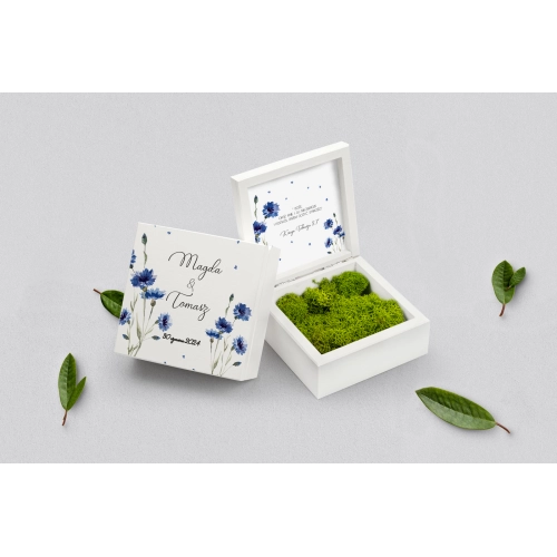 Pudełko na obrączki białe - Biały Czas - Motyw 2