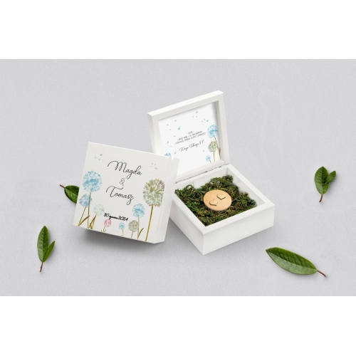 Pudełko na obrączki białe - Biały Czas - Motyw 4