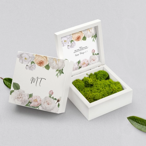 Pudełko na obrączki białe - Ofelia Motyw 3