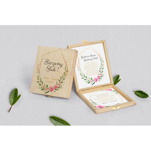 Zaproszenie dla Rodziców - naturalne Flowers & Frame Motyw 4