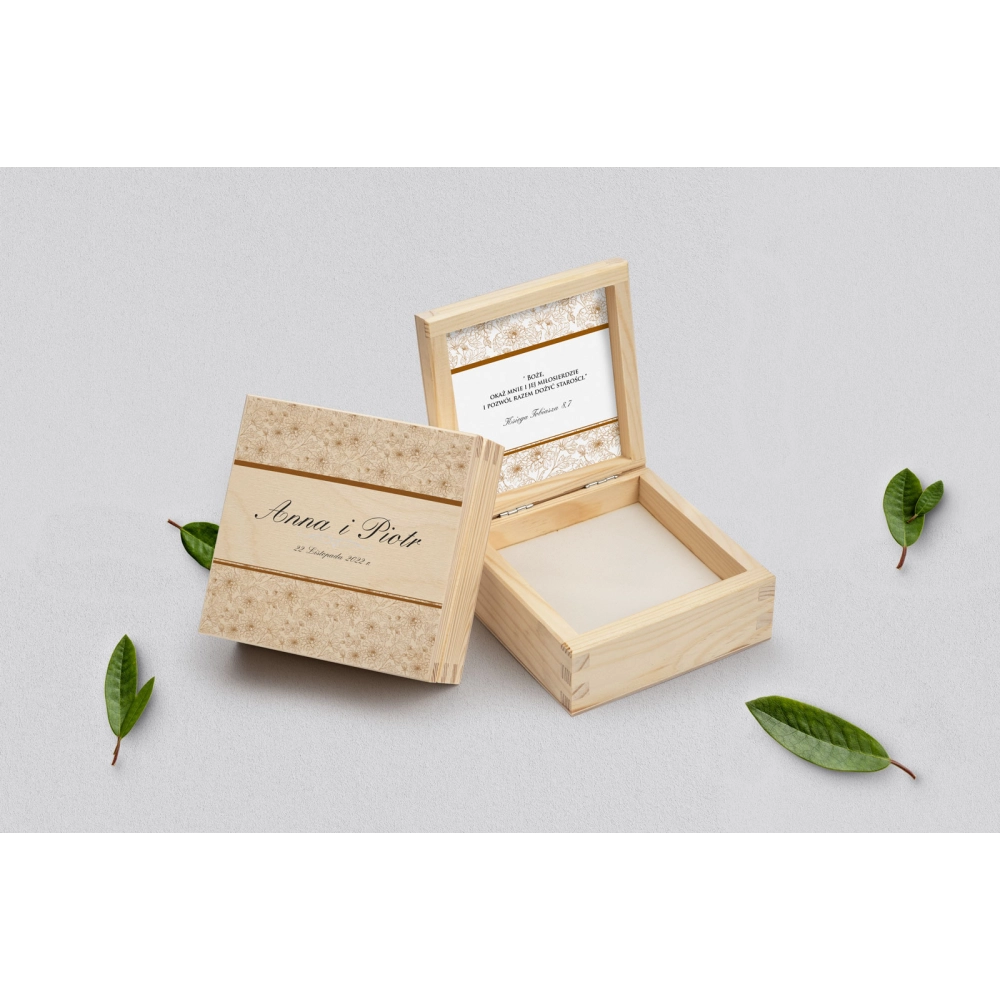 Pudełko na obrączki naturalne - Ornaments Motyw 4