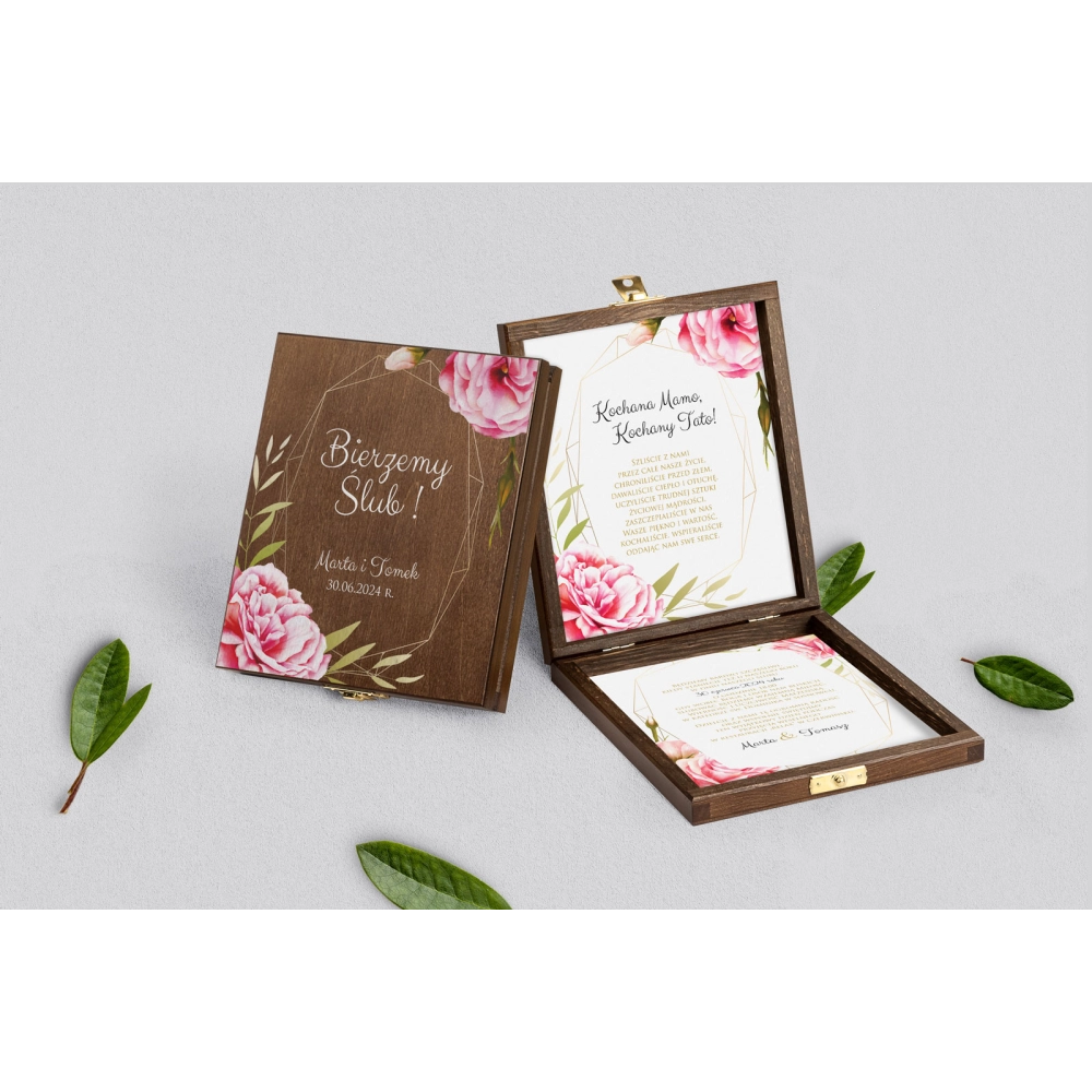 Zaproszenie dla Rodziców - brązowe Flowers & Frame Motyw 5
