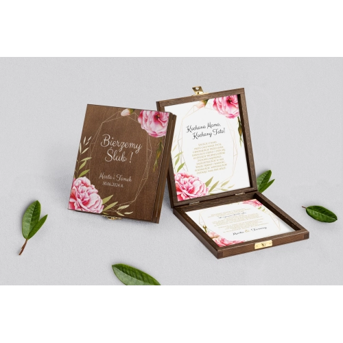 Zaproszenie dla Rodziców - brązowe Flowers & Frame Motyw 5