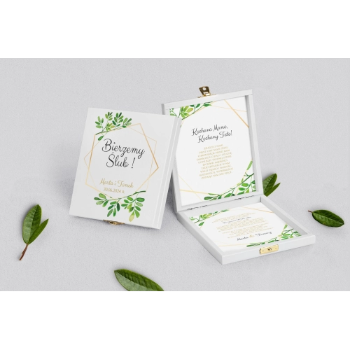 Zaproszenie dla Rodziców - białe Flowers & Frame Motyw 3