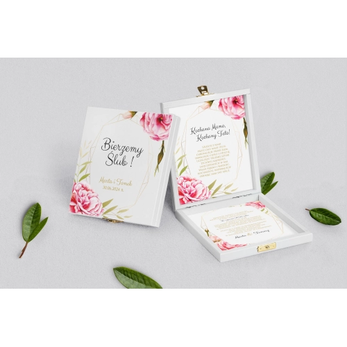 Zaproszenie dla Rodziców - białe Flowers & Frame Motyw 5