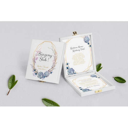 Zaproszenie dla Rodziców - białe Flowers & Frame Motyw 6