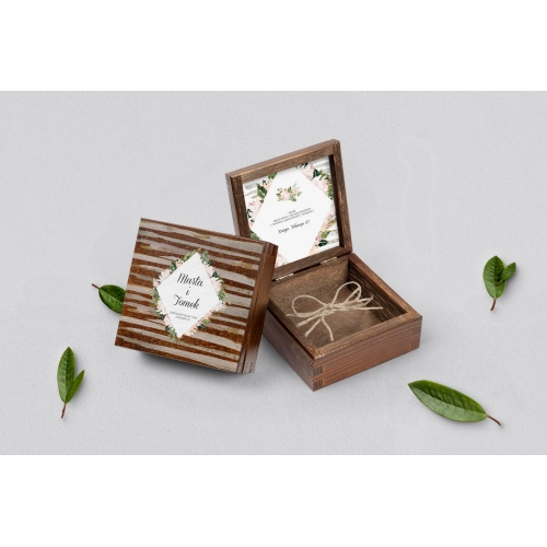 Pudełko na obrączki brązowe - Akwarelka - Motyw 1