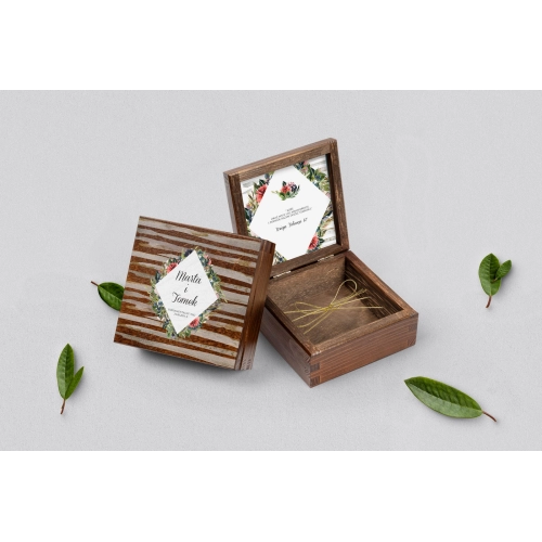 Pudełko na obrączki brązowe - Akwarelka - Motyw 3