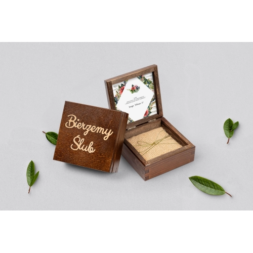 Pudełko na obrączki brązowe - Akwarelka - Motyw 3