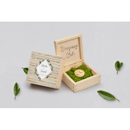 Pudełko na obrączki naturalne - Akwarelka - Motyw 1