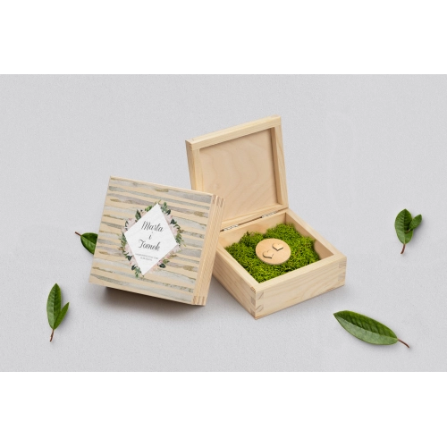 Pudełko na obrączki naturalne - Akwarelka - Motyw 1