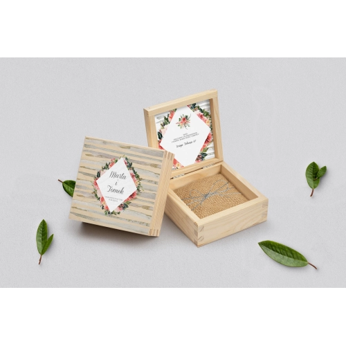 Pudełko na obrączki naturalne - Akwarelka - Motyw 2