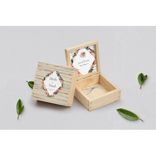 Pudełko na obrączki naturalne - Akwarelka - Motyw 2