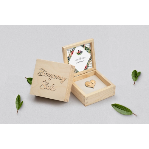 Pudełko na obrączki naturalne - Akwarelka - Motyw 3