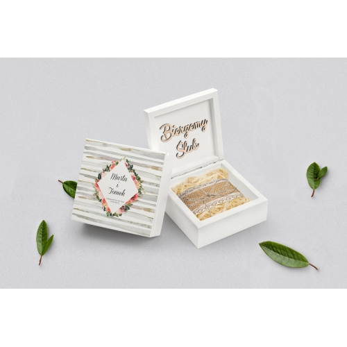 Pudełko na obrączki białe - Akwarelka - Motyw 2