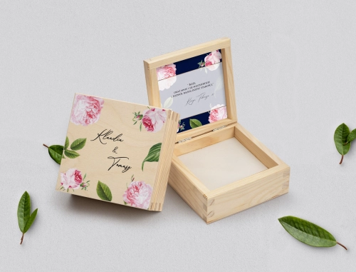 Pudełko na obrączki naturalne - Loveletter Motyw 2