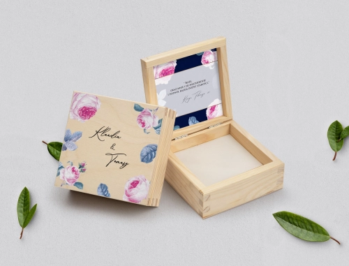 Pudełko na obrączki naturalne - Loveletter Motyw 3