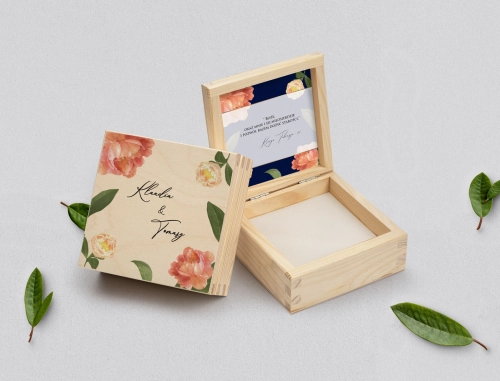 Pudełko na obrączki naturalne - Loveletter Motyw 5