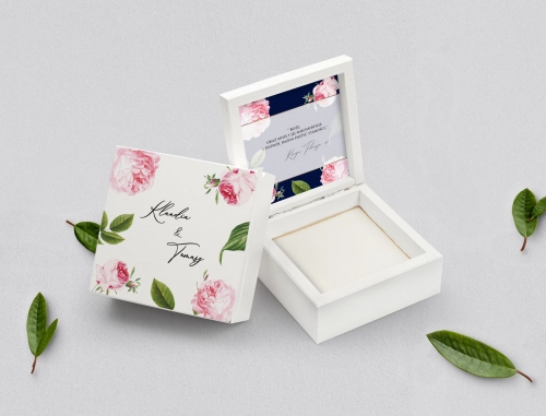 Pudełko na obrączki białe - Loveletter Motyw 2