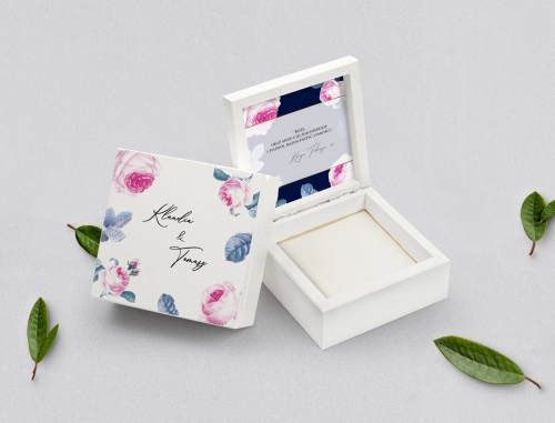 Pudełko na obrączki białe - Loveletter Motyw 3