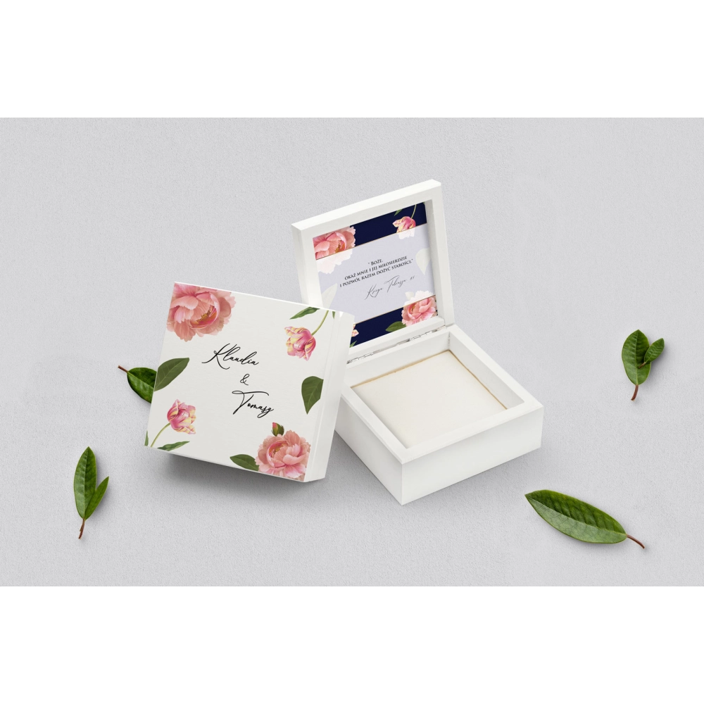Pudełko na obrączki białe - Loveletter Motyw 6
