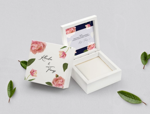Pudełko na obrączki białe - Loveletter Motyw 6