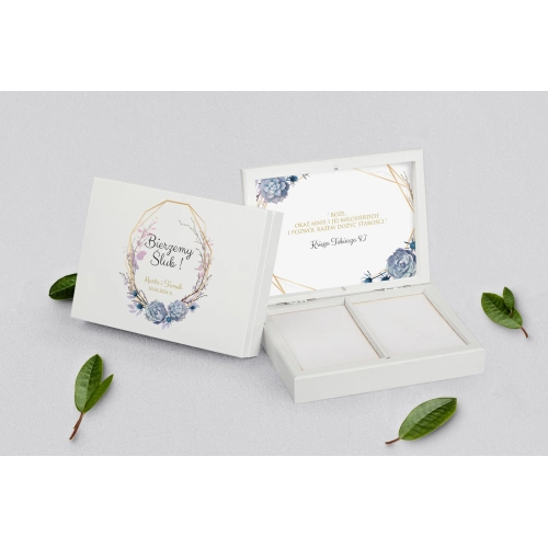 Pudełko na obrączki prostokątne białe - Flowers & Frame Motyw 6