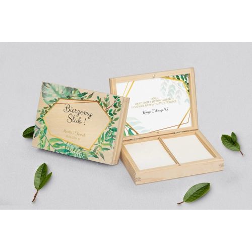 Pudełko na obrączki prostokątne naturalne - Flowers & Frame Motyw 2