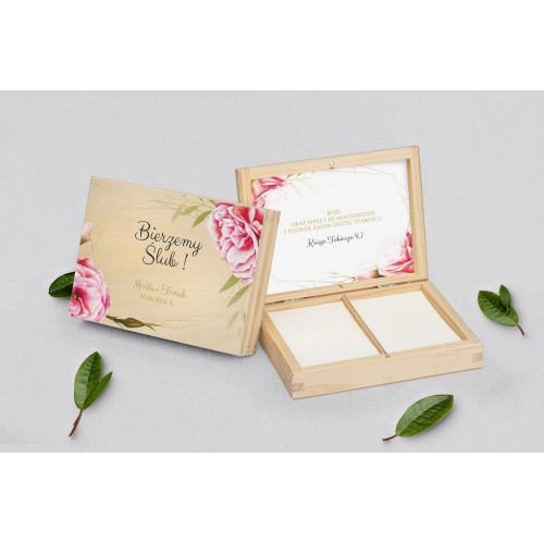 Pudełko na obrączki prostokątne naturalne - Flowers & Frame Motyw 5