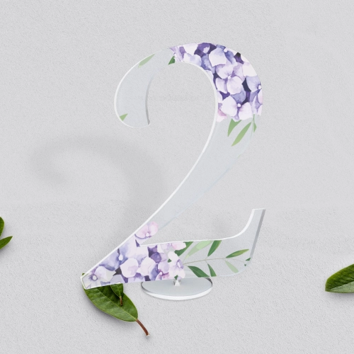 Akrylowe numery na stół weselny - Flowers & Frame Motyw 1