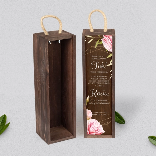 Prośba o Świadkowanie - SNW brązowa Flowers & Frame Motyw 5