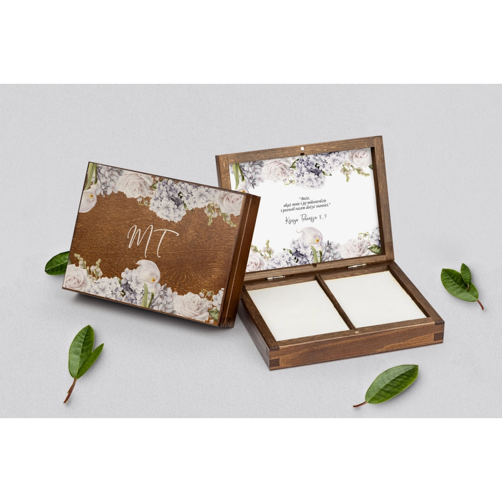 Pudełko na obrączki prostokątne brązowe - Ofelia Motyw 1