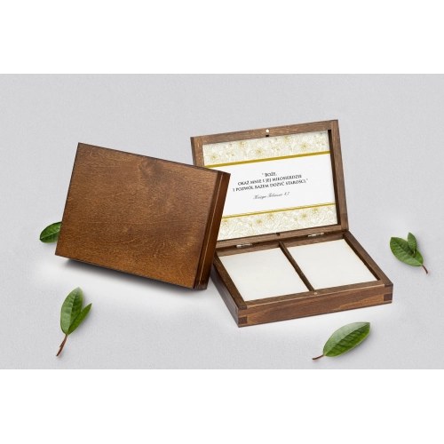 Pudełko na obrączki prostokątne brązowe - Ornaments Motyw 3