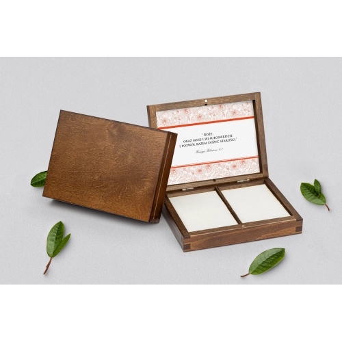 Pudełko na obrączki prostokątne brązowe - Ornaments Motyw 7