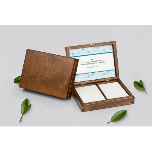 Pudełko na obrączki prostokątne brązowe - Ornaments Motyw 8